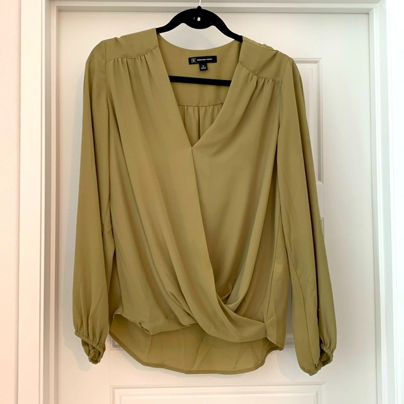 INC International Concepts Tops - Olive green I.N.C Womens Surplice Wrap Blouse